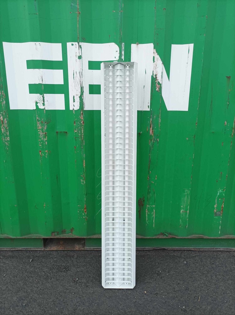Luminaire long à grille 2 tubes à relamper