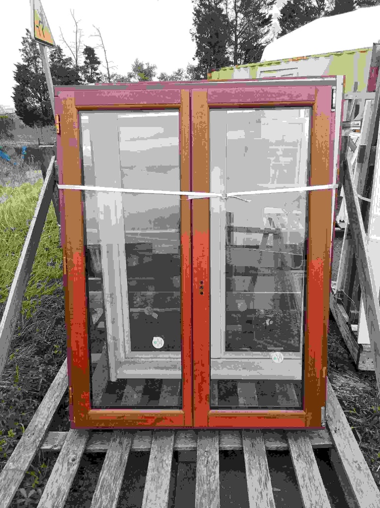 Fenêtre bois 2 vantaux vernis bicolore