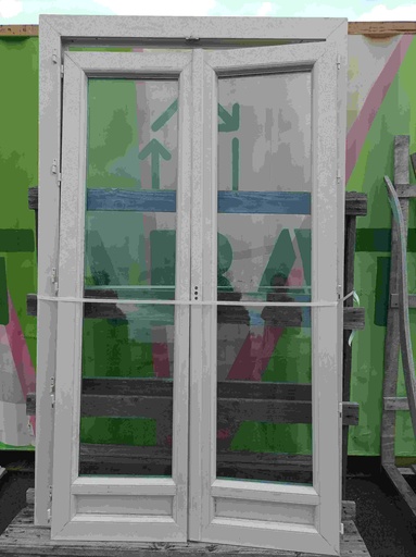 [#1217] Porte-fenêtre PVC 2 vantaux double vitrage blanche