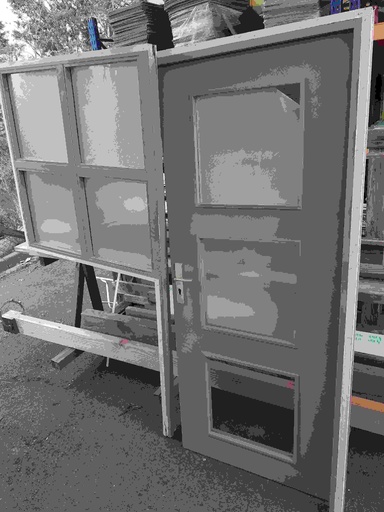 [260112CLFD005] Bloc-porte bois semie vitrée et module vitré